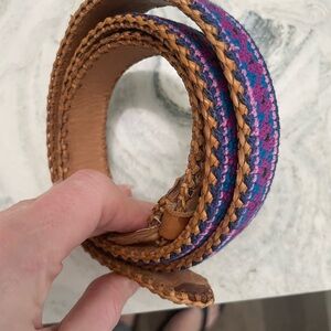 1970’s Vintage Tan and Purple Braided Belt with Layered Design